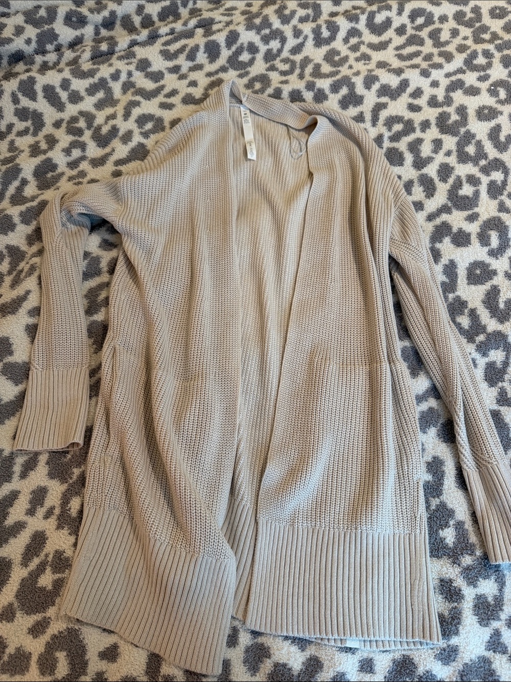 lululemon athletica Taupe Open-Front Knit Cardigan